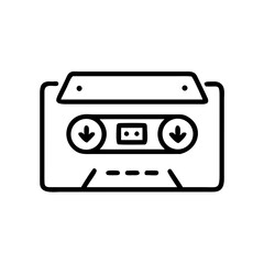 Fototapeta premium Audio cassette tape icon in minimalist black and white design 
