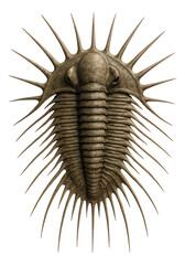 Obraz premium Selenopeltis trilobite featuring a broad exoskeleton and many spines.