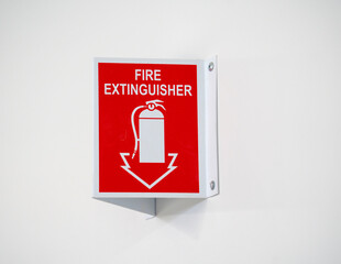 close up on fire extinguisher sign