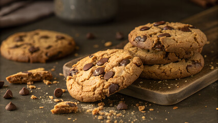 Chocolate chip cookies,Freshly Baked Chocolate Chip Cookies