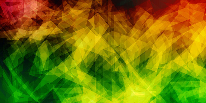 Green Yellow Red Abstract Geometric Shattered Glass Shard Background, Layered Transparent Polygons with Grain Texture For Marketing, Technology, Corporate, Branding, Media, Web, Business Presentations