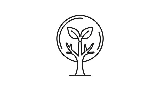 Tree of Life: A minimalist tree icon symbolizing growth, nature and environmental consciousness, conveying a message of sustainability. - Powered by Adobe