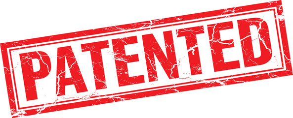 Red patented stamp on white background