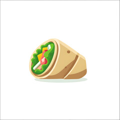 Isolated cartoon icon of a fresh burrito or wrap