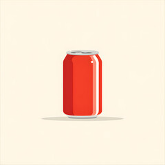Simple flat design illustration of a red aluminum beverage can