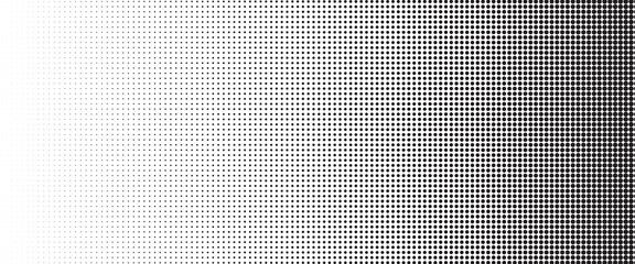 Fototapeta premium Dotted halftone gradient texture. Fading polka dot background. Repeated dots gradation pattern background. Black vanishing comic pop art overlay backdrop. Halftone raster effect wallpaper. Vector