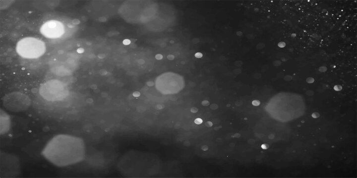 Shiny blue water drops fall on a dark window and winter street under a magic night sky with glowing Christmas stars and snowflake textures