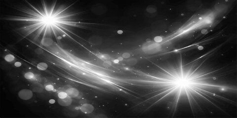 A vibrant abstract space background featuring glowing blue stars and bright energy flares that burst across the night sky with a shiny laser light effect for a professional wallpaper design © PAGLAA