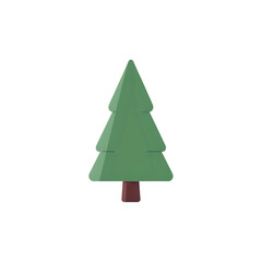 Fototapeta premium Minimalist Green Fir Tree Illustration on White Background