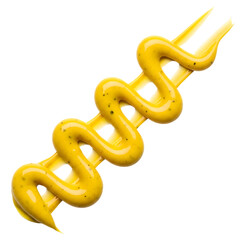 Obraz premium Mustard covered pretzel rods on a stick isolated on a transparent background food snack yellow