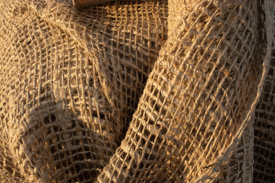 Rough Burlap Texture Background - Woven Hessian Jute Sack Cloth