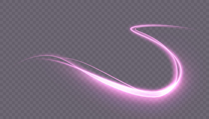 Bright glowing LED strip of purple-pink color on a transparent background.