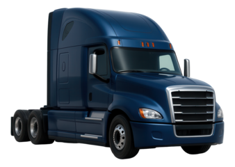 Durable long-haul truck featuring a tall sleeper cab and side panels.