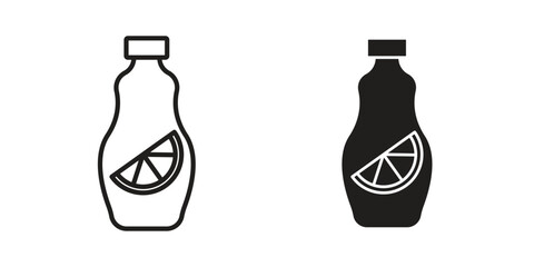 Juice bottle icon for website, thin line icons. vector logo design
