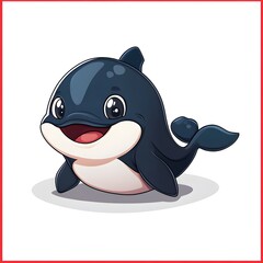 Adorable stylized ocean mammal illustration displays a happy expression against a white background