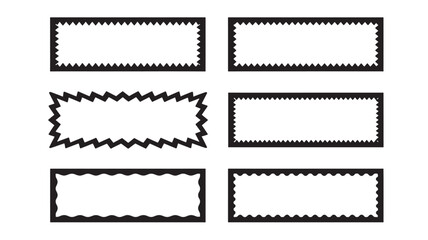 Fototapeta premium Black frame set with varied edges on transparent background silhouette