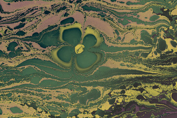 Abstract colorful ebru marbling art with floral pattern texture background