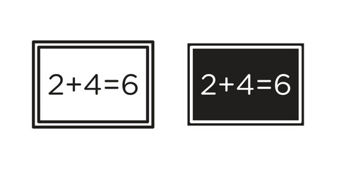 Math class icon for website, thin line icons. vector logo design