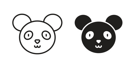 Panda bear icon for website, thin line icons. vector logo design