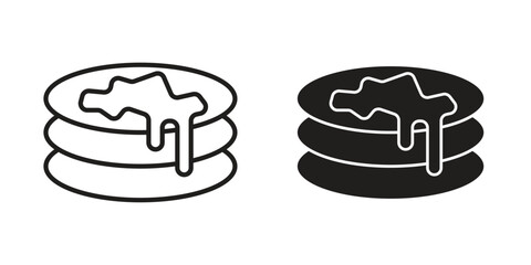 Pancake icon for website, thin line icons. vector logo design