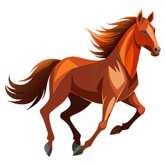 Running Brown Horse Vector Illustration