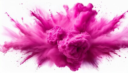 pink smoke paint explosion powder splash isolated on a white background ai generated