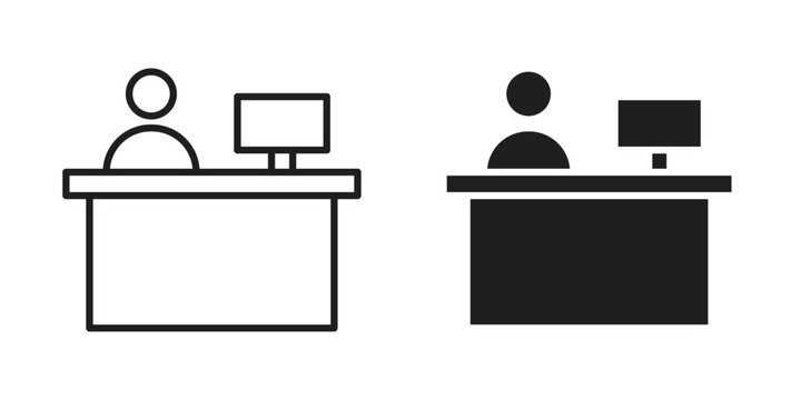 Reception icon for website, thin line icons. vector logo design