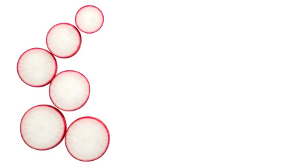 Sliced radish on isolated on a transparent background vegetable food white
