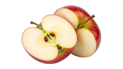 Sliced Red Apple on Black isolated on a transparent background sliced apple fruit food