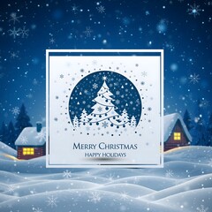 Winter Greeting Card Mockup on Pristine Snow Background, Minimal Seasonal Template for Holiday Branding and Display