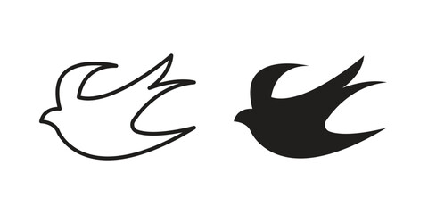 Swallow icon for website, thin line icons. vector logo design