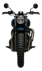 Classic scrambler featuring knobby tires and elevated exhaust.