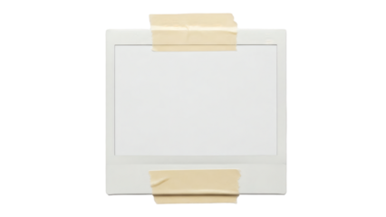 A white document isolated on transparent background with beige tape