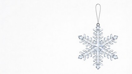 Decorative snowflake hanging ornament on white background  
