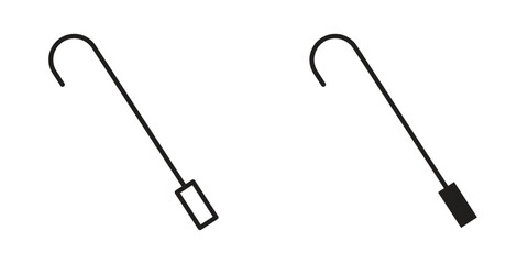 Walking stick icon for website, thin line icons. vector logo design