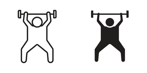 Weightlifter icon for website, thin line icons. vector logo design