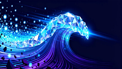 A crystal wave that slows down the particles around itself, a feeling of time distortion. Use science fiction and promos in time-freezing scenes. Vector. EPS_03. © Dzianis