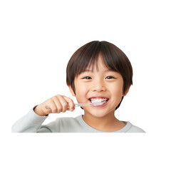 little girl brushing teeth png