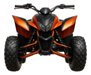 Sport quad bike featuring a low-profile seat and bold front grille.