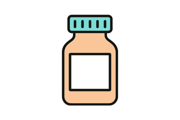 Obraz premium Stylized medical pill bottle icon with empty label area