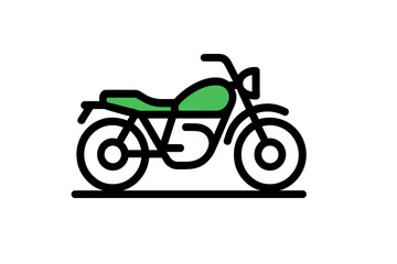 Obraz premium Simple outline icon of a classic motorcycle side view with green seat detail