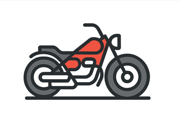 Obraz premium Stylized side view of a classic motorcycle with red and gray accents