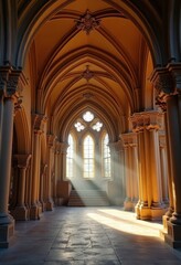 Fototapeta premium Enchanting Romanesque Church Vivid Arches Detail Mystic Atmosphere Scenic Capture