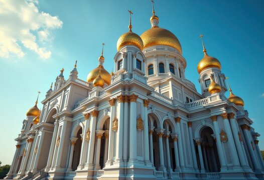 Ornate Golden-Domed Tower Palace with Majestic Facades and Intricate Detailing in a Regal Cityscape