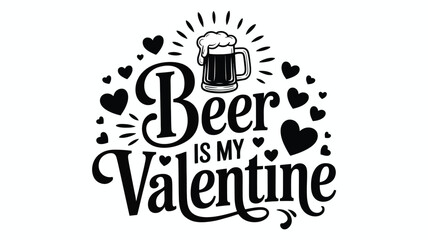 Fun Valentine's Day graphic with beer mug and hearts