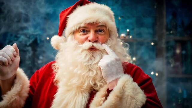 A cheerful and cunning Santa. Christmas Eve, magic and witchcraft.