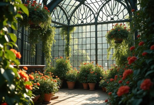 Victorian Wrought Iron Conservatory Imposing Floral Enclosure Botanical Escape