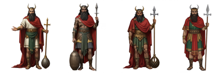 Set of Baal Canaanite God of Storms and Fertility, with Transparent Background, png oil paint