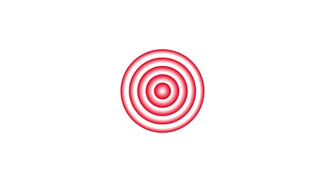 Abstract red pulse rings animation forming concentric signal waves on dark background, futuristic scanning effect for security alert systems and digital technology visuals