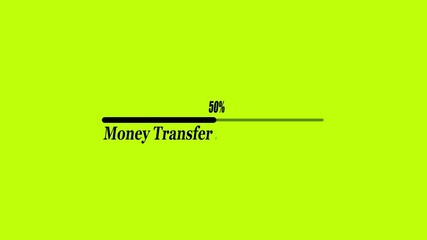 Financial transaction progress bar showing 48 percent transfer status, money processing animation for online banking interface, payment system workflow and software UI design
